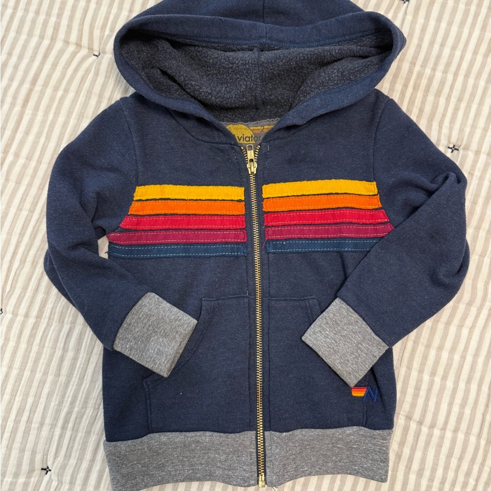 Aviator Nation Blue and Red Striped Hoodie